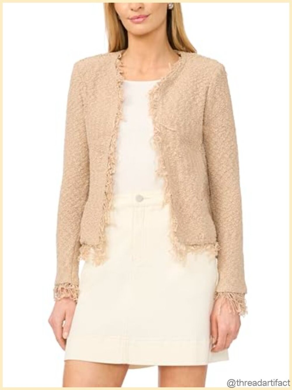 Cropped Fringe Jacket 100% Polyester Long Sleeve Zip Casual